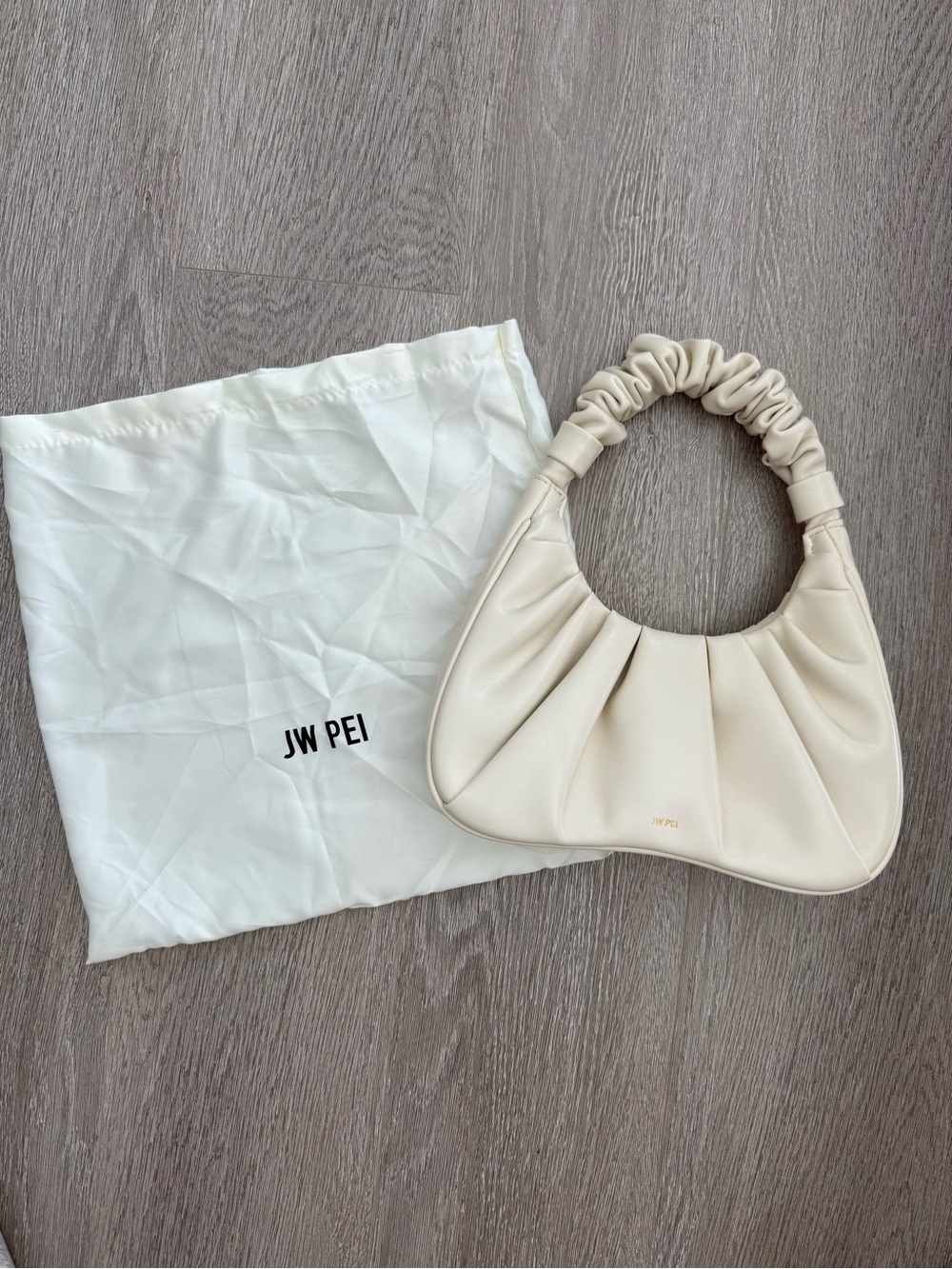 JW PEI Gabby Cream Scrunch Handle Shoulder Bag